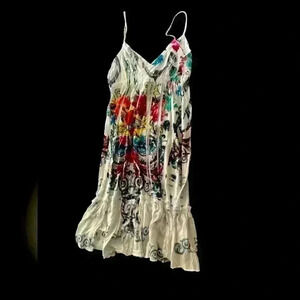 Tattoo Tattoo Halter Mini Sundress with Retro Tattoo Pattern Size Medium